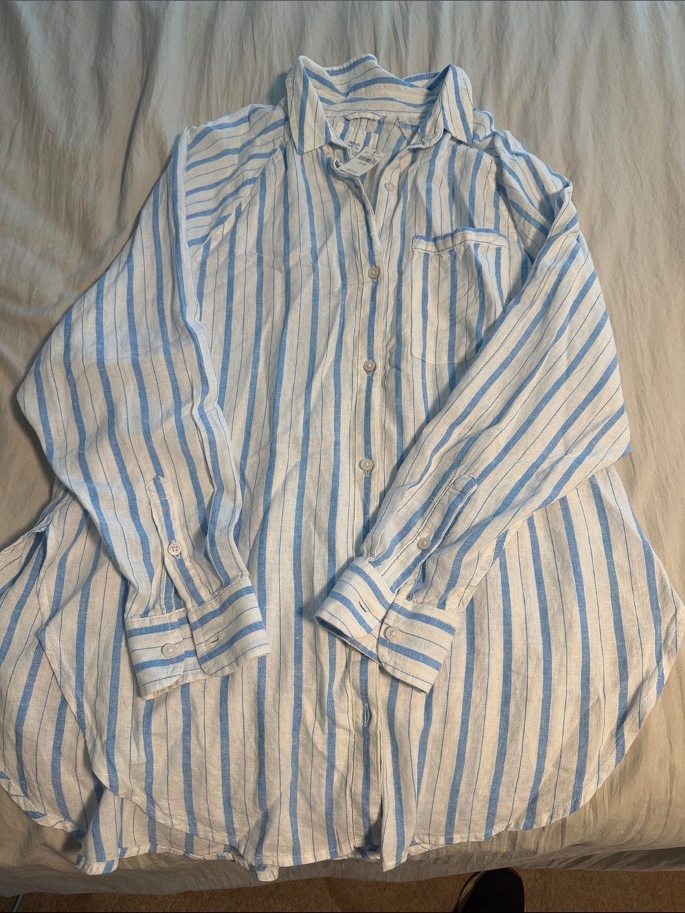Light Blue & White Striped Button-Up Shirt